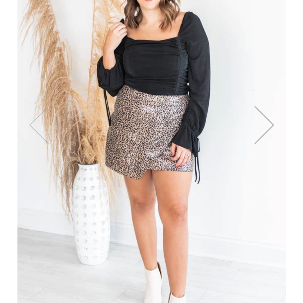 Animal Print Leather Skort